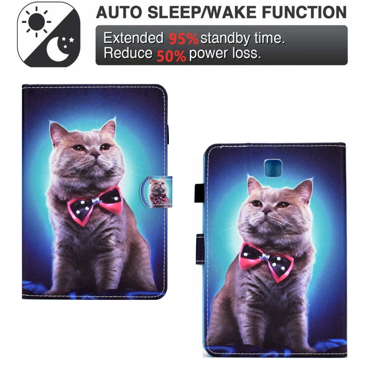 For Samsung Galaxy Tab A 8.0 T350 Sewing Pen Slot Leather Tablet Case(Bow Tie Cat) by bashfashion