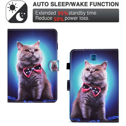 For Samsung Galaxy Tab A 8.0 T350 Sewing Pen Slot Leather Tablet Case(Bow Tie Cat) by bashfashion