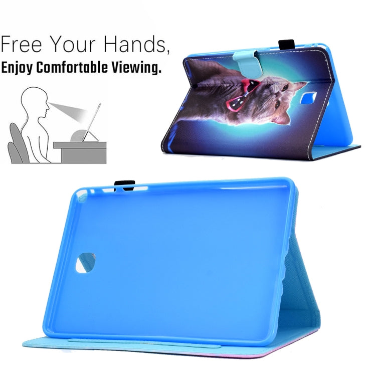 For Samsung Galaxy Tab A 8.0 T350 Sewing Pen Slot Leather Tablet Case(Bow Tie Cat) by bashfashion