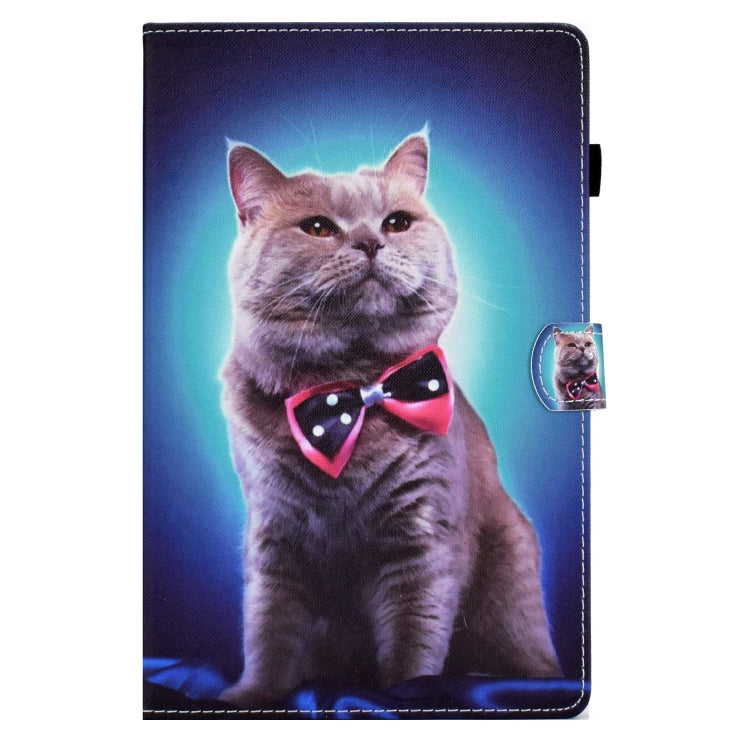 For Samsung Galaxy Tab A7 10.4 2020 T500 Sewing Pen Slot Leather Tablet Case(Bow Tie Cat) by bashfashion