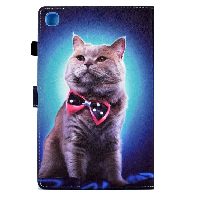 For Samsung Galaxy Tab A7 10.4 2020 T500 Sewing Pen Slot Leather Tablet Case(Bow Tie Cat) by bashfashion