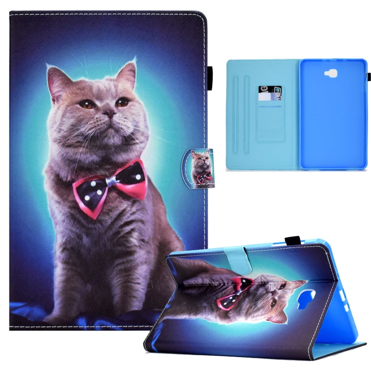 For Samsung Galaxy Tab A 10.1 2016 T580 Sewing Pen Slot Leather Tablet Case(Bow Tie Cat) by bashfashion