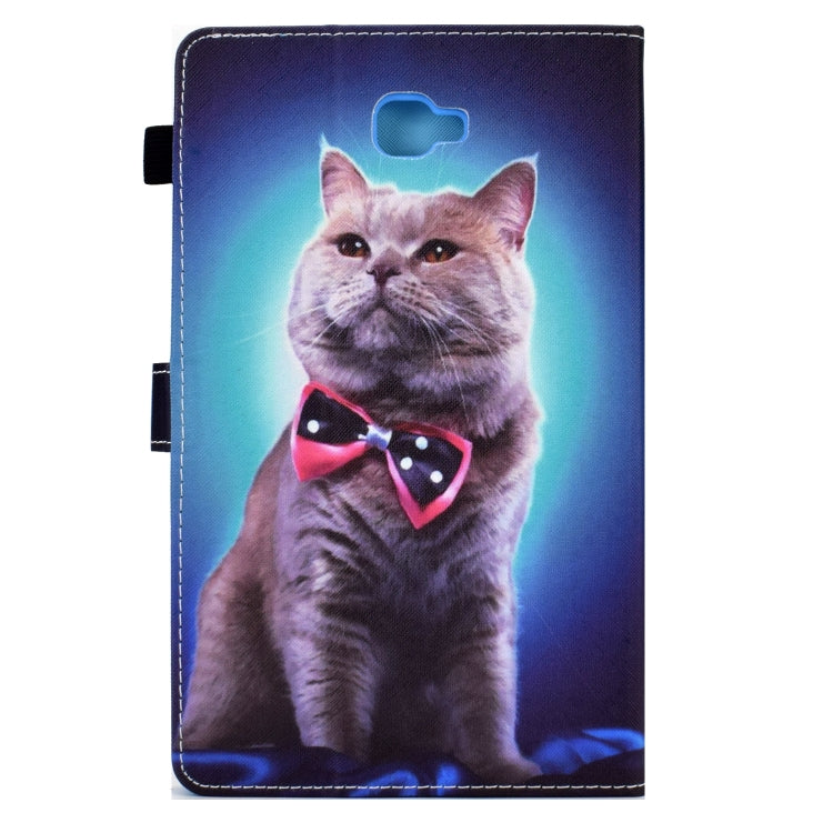For Samsung Galaxy Tab A 10.1 2016 T580 Sewing Pen Slot Leather Tablet Case(Bow Tie Cat) by bashfashion