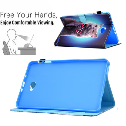 For Samsung Galaxy Tab A 10.1 2016 T580 Sewing Pen Slot Leather Tablet Case(Bow Tie Cat) by bashfashion