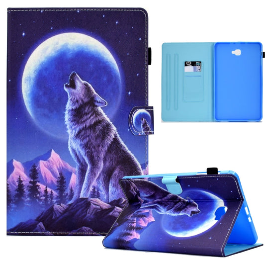 For Samsung Galaxy Tab A 10.1 2016 T580 Sewing Pen Slot Leather Tablet Case(Night Wolf) by bashfashion