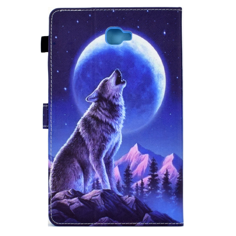 For Samsung Galaxy Tab A 10.1 2016 T580 Sewing Pen Slot Leather Tablet Case(Night Wolf) by bashfashion