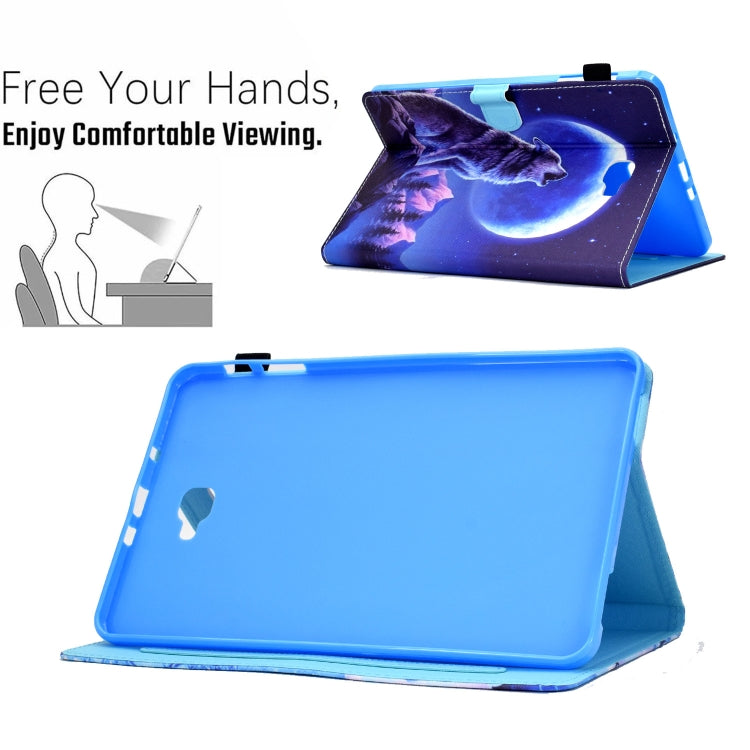 For Samsung Galaxy Tab A 10.1 2016 T580 Sewing Pen Slot Leather Tablet Case(Night Wolf) by bashfashion