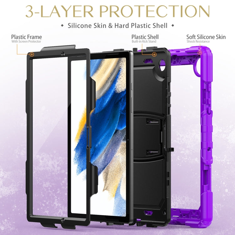 For Samsung Galaxy Tab A8 10.5 2021 Shockproof Black Silicone + PC Tablet Protective Case(Purple) by bashfashion