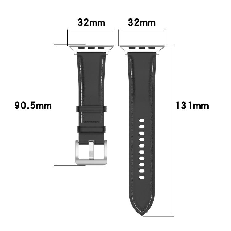Genuine Leather Watch Band, Size: Large Size For Apple Watch Series 9&8&7 41mm / SE 3&SE 2&6&SE&5&4 40mm / 3&2&1 38mm(Red) by bashfashion
