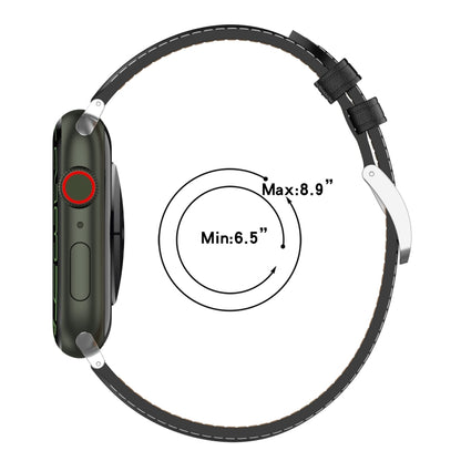 Genuine Leather Watch Band, Size: Large Size For Apple Watch Series 9&8&7 41mm / SE 3&SE 2&6&SE&5&4 40mm / 3&2&1 38mm(Dark Brown) by bashfashion