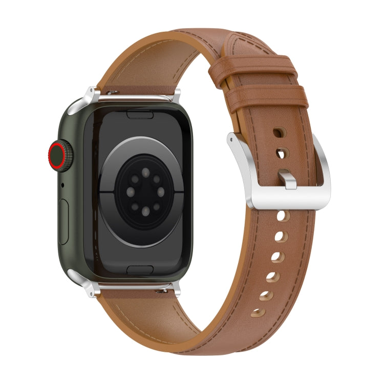 Genuine Leather Watch Band, Size: Free Size For Apple Watch Ultra 49mm&Watch Ultra 2 49mm / Series 9&8&7 45mm / SE 3&SE 2&6&SE&5&4 44mm / 3&2&1 42mm(Light Brown) by bashfashion