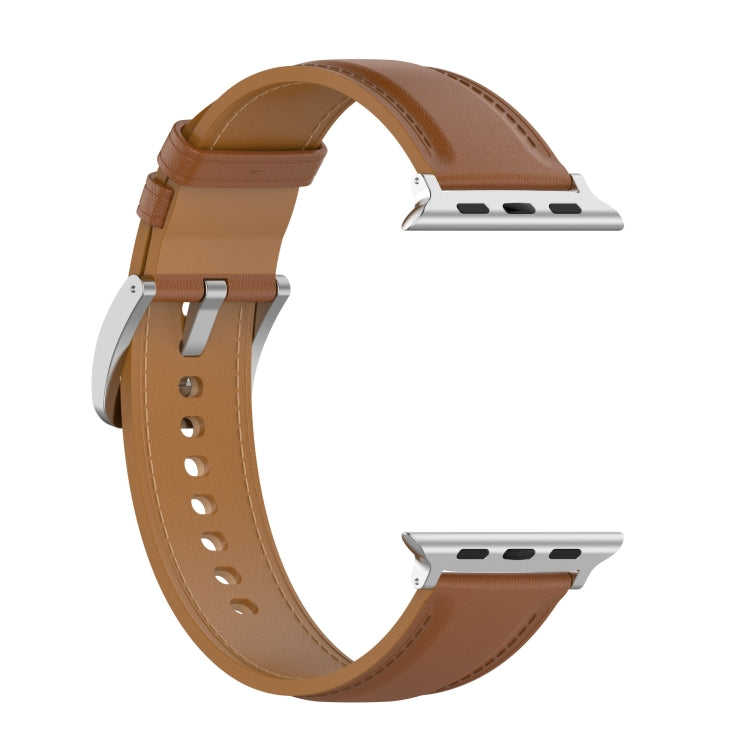 Genuine Leather Watch Band, Size: Free Size For Apple Watch Ultra 49mm&Watch Ultra 2 49mm / Series 9&8&7 45mm / SE 3&SE 2&6&SE&5&4 44mm / 3&2&1 42mm(Light Brown) by bashfashion