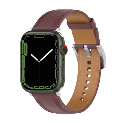 Genuine Leather Watch Band, Size: Free Size For Apple Watch Ultra 49mm&Watch Ultra 2 49mm / Series 9&8&7 45mm / SE 3&SE 2&6&SE&5&4 44mm / 3&2&1 42mm(Dark Brown) by bashfashion