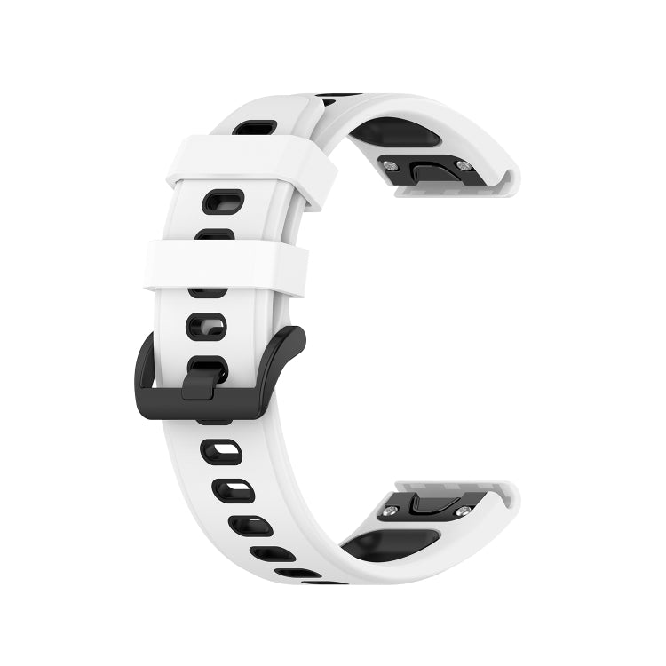 22mm Quick Release Two-color Silicone Watch Band for Garmin Fenix 7 / EPIX(White Black) by bashfashion