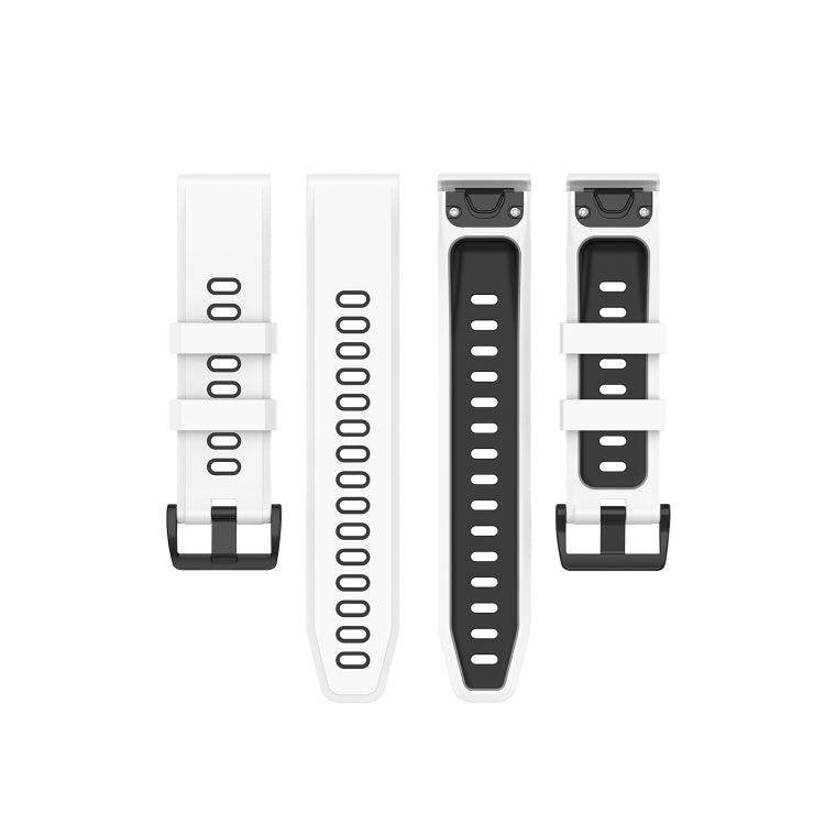 22mm Quick Release Two-color Silicone Watch Band for Garmin Fenix 7 / EPIX(White Black) by bashfashion