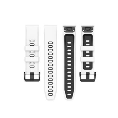 22mm Quick Release Two-color Silicone Watch Band for Garmin Fenix 7 / EPIX(White Black) by bashfashion