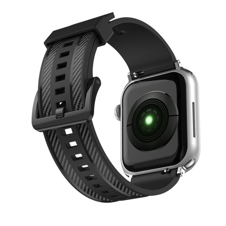 Carbon Fiber Texture Watch Band For Apple Watch Series 9&8&7 41mm / SE 3&SE 2&6&SE&5&4 40mm / 3&2&1 38mm(Black) by bashfashion