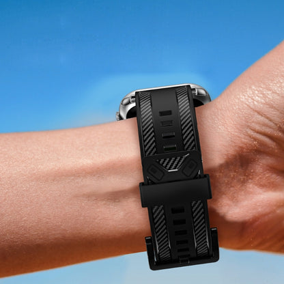 Carbon Fiber Texture Watch Band For Apple Watch Series 9&8&7 41mm / SE 3&SE 2&6&SE&5&4 40mm / 3&2&1 38mm(Black) by bashfashion