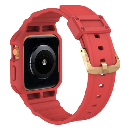 Three-proof Solid Color Integrated Watch Band For Apple Watch Series 9&8&7 41mm / SE 3&SE 2&6&SE&5&4 40mm / 3&2&1 38mm(Red) by bashfashion