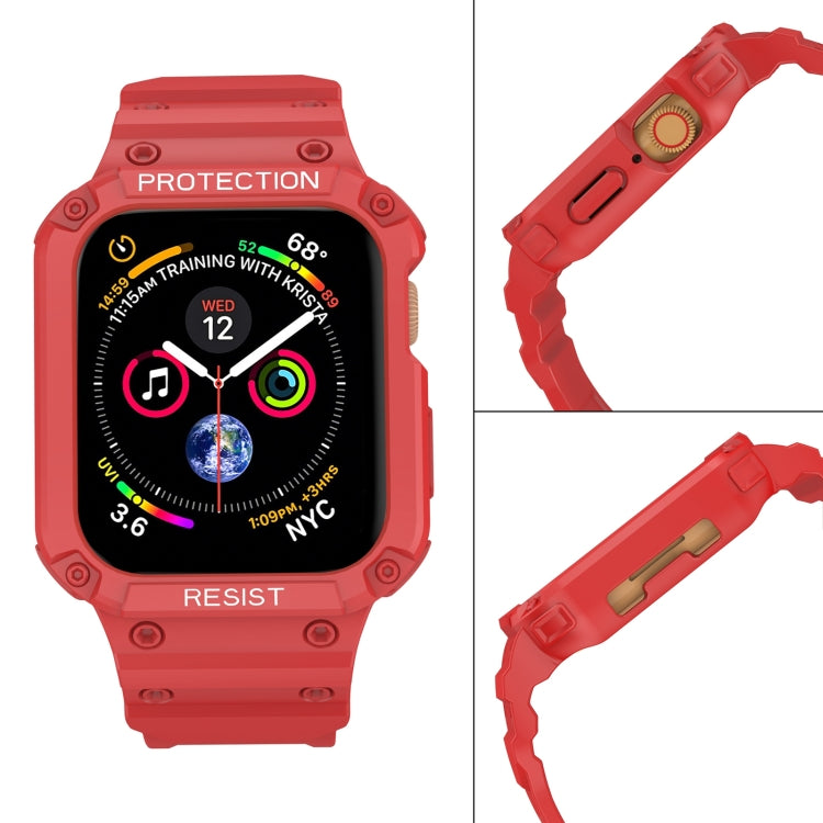 Three-proof Solid Color Integrated Watch Band For Apple Watch Series 9&8&7 41mm / SE 3&SE 2&6&SE&5&4 40mm / 3&2&1 38mm(Red) by bashfashion