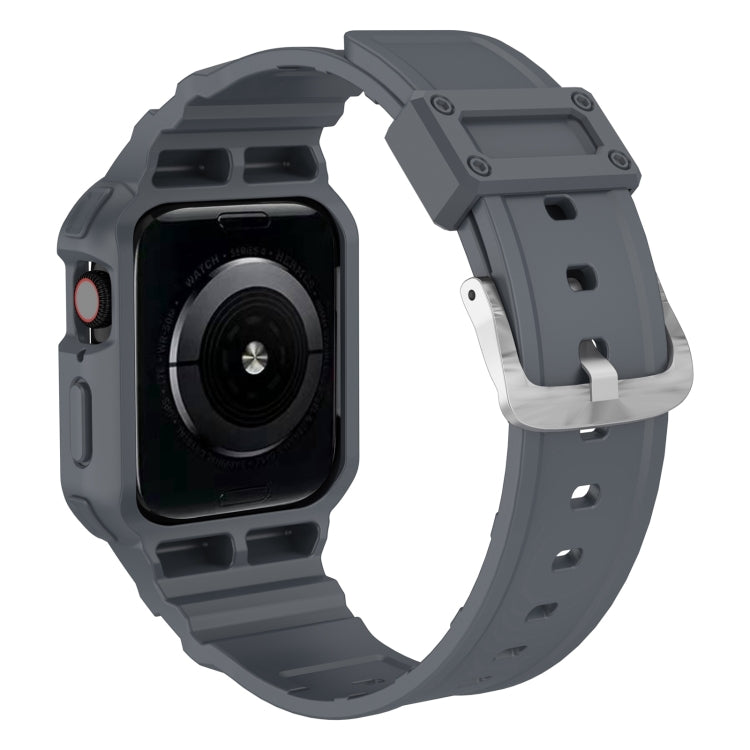 Three-proof Solid Color Integrated Watch Band For Apple Watch Series 9&8&7 41mm / SE 3&SE 2&6&SE&5&4 40mm / 3&2&1 38mm(Blue Grey) by bashfashion