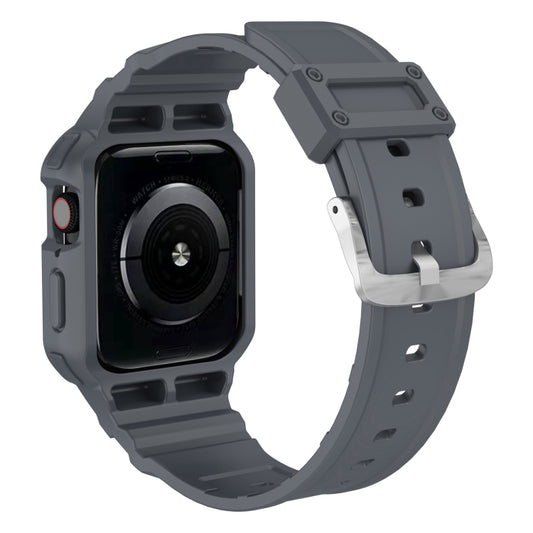 Three-proof Solid Color Integrated Watch Band For Apple Watch Series 9&8&7 41mm / SE 3&SE 2&6&SE&5&4 40mm / 3&2&1 38mm(Blue Grey) by bashfashion