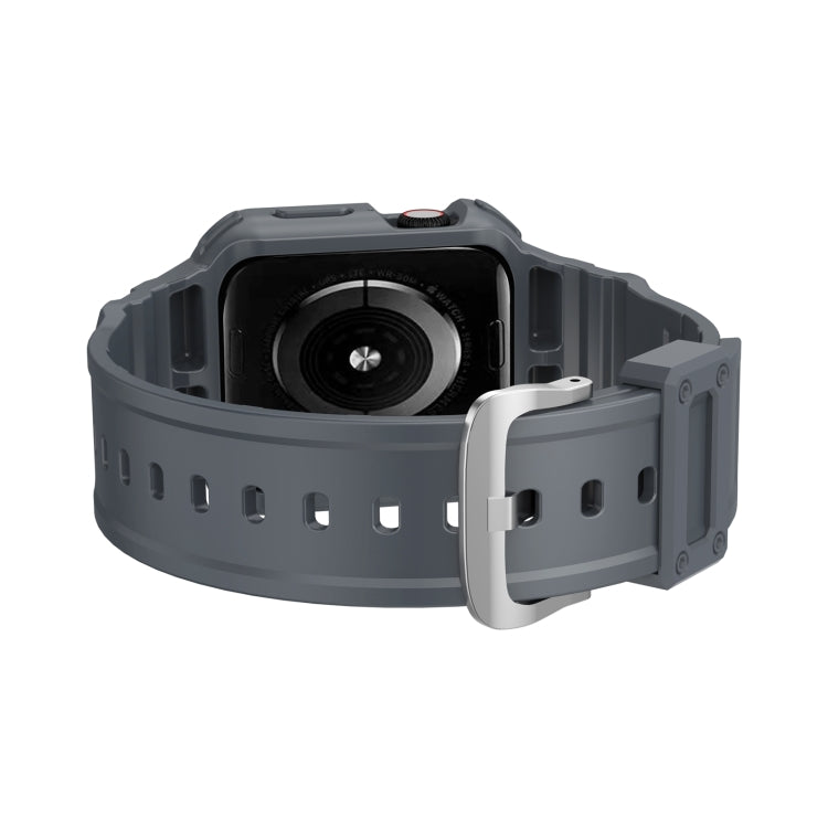 Three-proof Solid Color Integrated Watch Band For Apple Watch Series 9&8&7 41mm / SE 3&SE 2&6&SE&5&4 40mm / 3&2&1 38mm(Blue Grey) by bashfashion