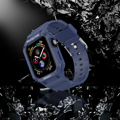 Three-proof Solid Color Integrated Watch Band For Apple Watch Series 9&8&7 41mm / SE 3&SE 2&6&SE&5&4 40mm / 3&2&1 38mm(Blue) by bashfashion