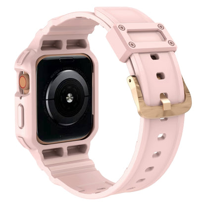 Three-proof Solid Color Integrated Watch Band For Apple Watch Series 9&8&7 41mm / SE 3&SE 2&6&SE&5&4 40mm / 3&2&1 38mm(Pink) by bashfashion