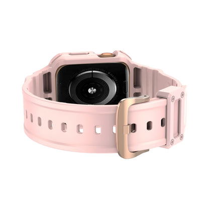 Three-proof Solid Color Integrated Watch Band For Apple Watch Series 9&8&7 41mm / SE 3&SE 2&6&SE&5&4 40mm / 3&2&1 38mm(Pink) by bashfashion
