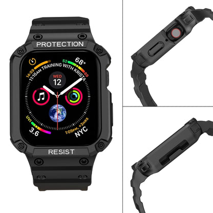 Three-proof Solid Color Integrated Watch Band For Apple Watch Series 8&7 45mm / SE 2&6&SE&5&4 44mm / 3&2&1 42mm(Black) by bashfashion