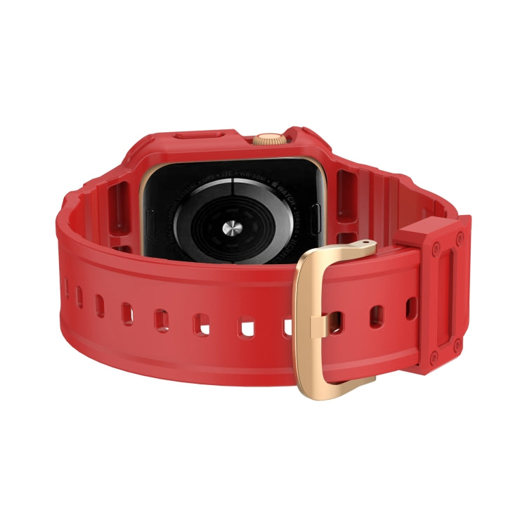 Three-proof Solid Color Integrated Watch Band For Apple Watch Series 8&7 45mm / SE 2&6&SE&5&4 44mm / 3&2&1 42mm(Red) by bashfashion
