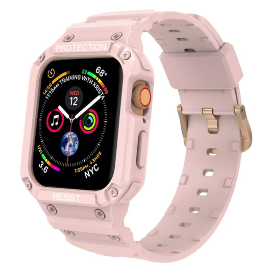 Three-proof Solid Color Integrated Watch Band For Apple Watch Series 8&7 45mm / SE 2&6&SE&5&4 44mm / 3&2&1 42mm(Pink) by bashfashion