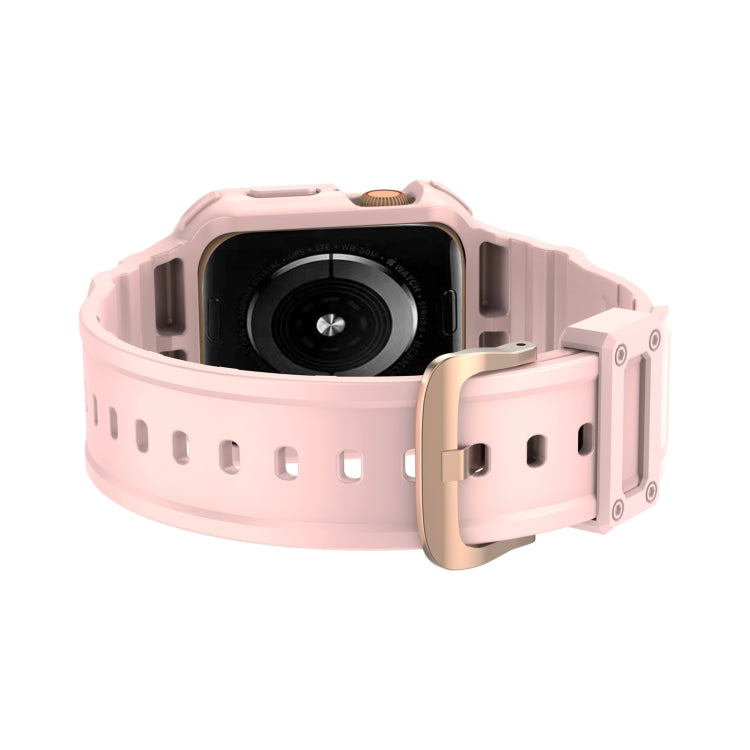 Three-proof Solid Color Integrated Watch Band For Apple Watch Series 8&7 45mm / SE 2&6&SE&5&4 44mm / 3&2&1 42mm(Pink) by bashfashion