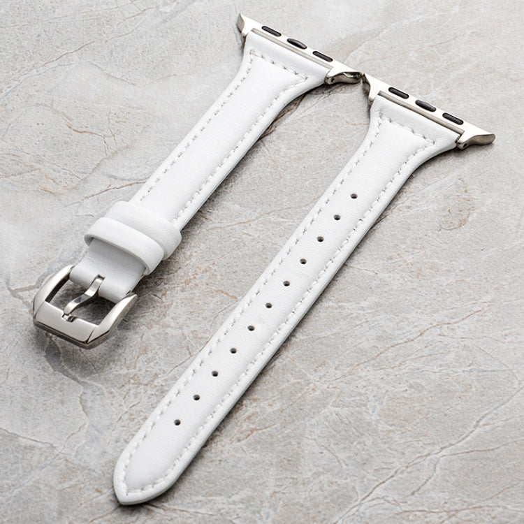 Genuine Leather Watch Band For Apple Watch Series 9&8&7 41mm / SE 3&SE 2&6&SE&5&4 40mm / 3&2&1 38mm(White) by bashfashion