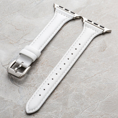 Genuine Leather Watch Band For Apple Watch Series 9&8&7 41mm / SE 3&SE 2&6&SE&5&4 40mm / 3&2&1 38mm(White) by bashfashion