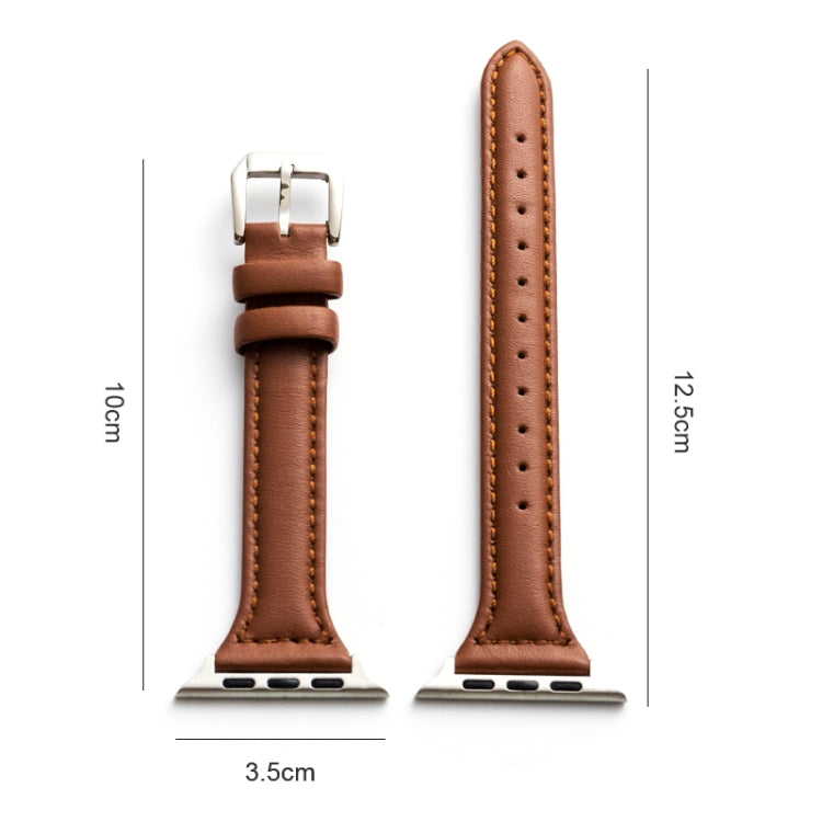 Genuine Leather Watch Band For Apple Watch Series 9&8&7 41mm / SE 3&SE 2&6&SE&5&4 40mm / 3&2&1 38mm(Dark Blue) by bashfashion