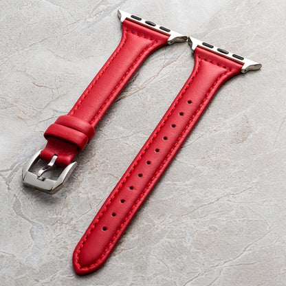 Genuine Leather Watch Band For Apple Watch Ultra 49mm&Watch Ultra 2 49mm / Series 9&8&7 45mm / SE 3&SE 2&6&SE&5&4 44mm / 3&2&1 42mm(Red) by bashfashion