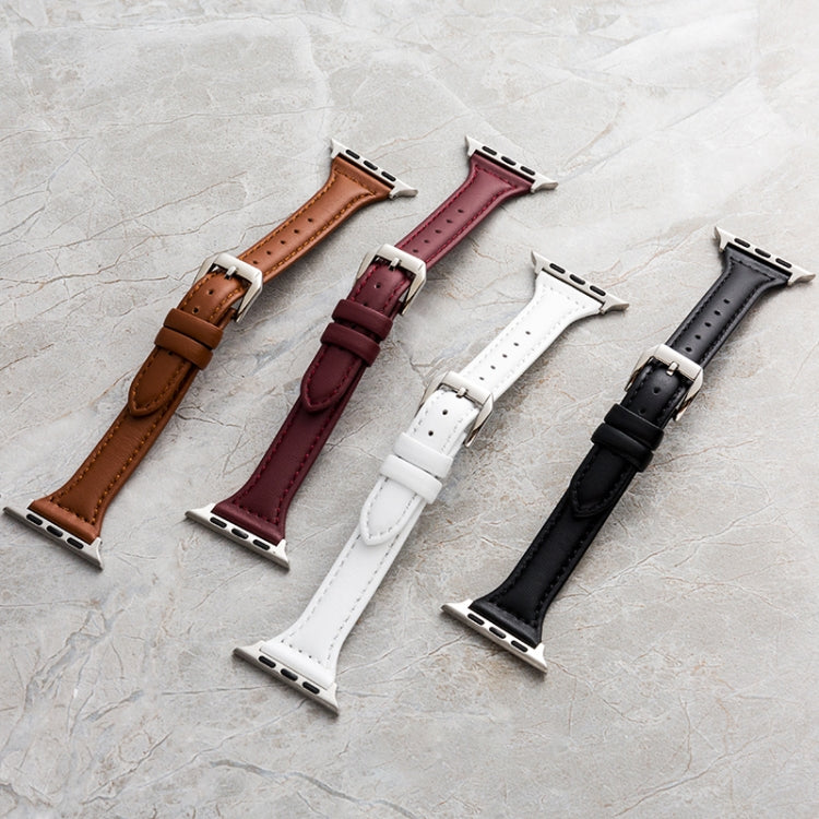 Genuine Leather Watch Band For Apple Watch Ultra 49mm&Watch Ultra 2 49mm / Series 9&8&7 45mm / SE 3&SE 2&6&SE&5&4 44mm / 3&2&1 42mm(Orange) by bashfashion