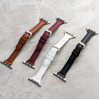 Genuine Leather Watch Band For Apple Watch Ultra 49mm&Watch Ultra 2 49mm / Series 9&8&7 45mm / SE 3&SE 2&6&SE&5&4 44mm / 3&2&1 42mm(Orange) by bashfashion