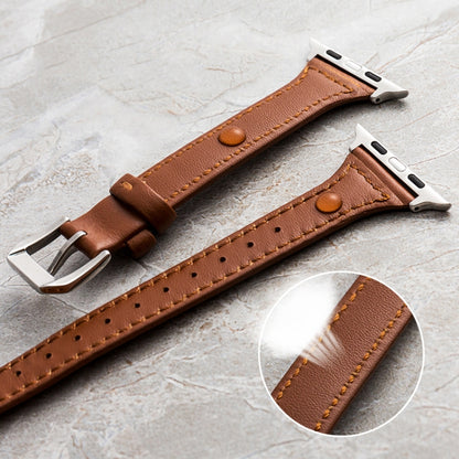 Genuine Leather Watch Band For Apple Watch Ultra 49mm&Watch Ultra 2 49mm / Series 9&8&7 45mm / SE 3&SE 2&6&SE&5&4 44mm / 3&2&1 42mm(Orange) by bashfashion