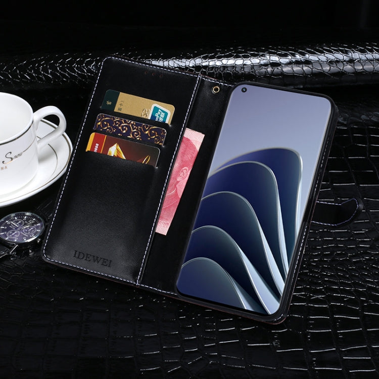 For OnePlus 10 Pro idewei Crocodile Texture Horizontal Flip Phone Leather Phone Case(Dark Blue) by idewei