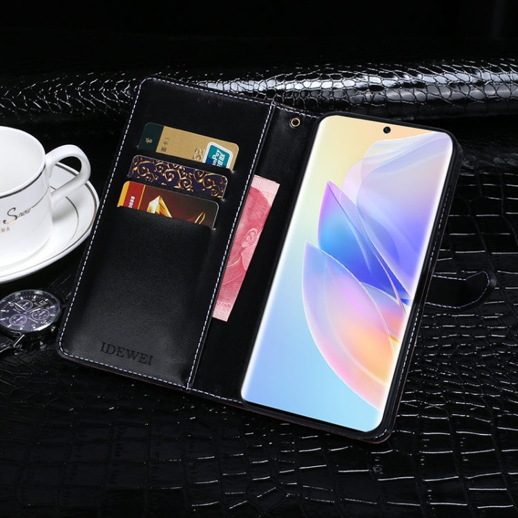 For Honor 60 SE idewei Crocodile Texture Horizontal Flip Phone Leather Phone Case(Black) by idewei