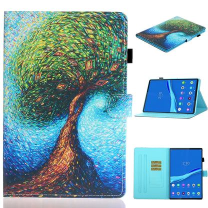 For Samsung Galaxy Tab A8 10.5 2021 Painted Left and Right Flat Leather Tablet Case(Abstract Tree) by bashfashion