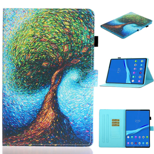 For Samsung Galaxy Tab A8 10.5 2021 Painted Left and Right Flat Leather Tablet Case(Abstract Tree) by bashfashion