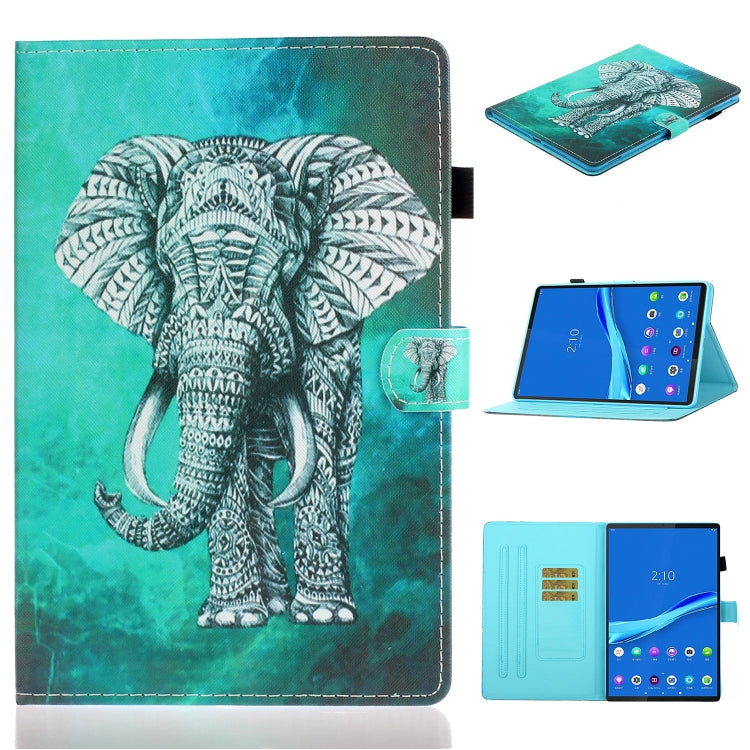 For Samsung Galaxy Tab A8 10.5 2021 Painted Left and Right Flat Leather Tablet Case(Elephant) by bashfashion
