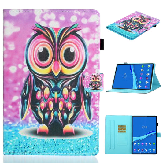 For Samsung Galaxy Tab A8 10.5 2021 Painted Left and Right Flat Leather Tablet Case(Owl) by bashfashion