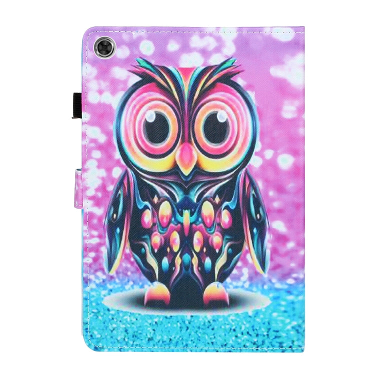 For Samsung Galaxy Tab A8 10.5 2021 Painted Left and Right Flat Leather Tablet Case(Owl) by bashfashion