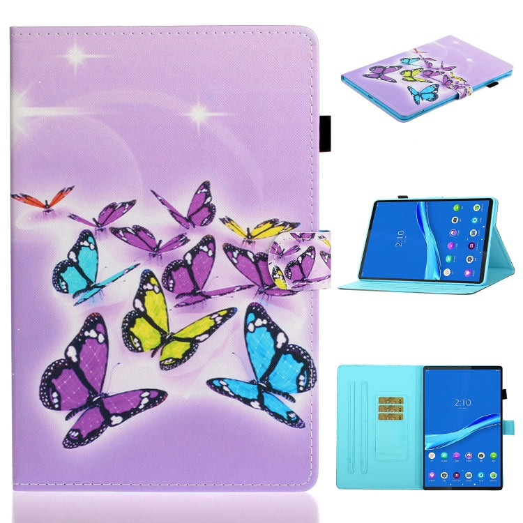 For Samsung Galaxy Tab A8 10.5 2021 Painted Left and Right Flat Leather Tablet Case(Butterfly) by bashfashion