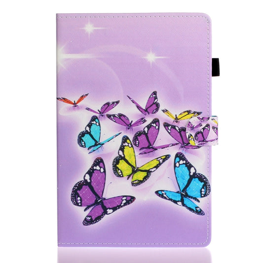 For Samsung Galaxy Tab A8 10.5 2021 Painted Left and Right Flat Leather Tablet Case(Butterfly) by bashfashion